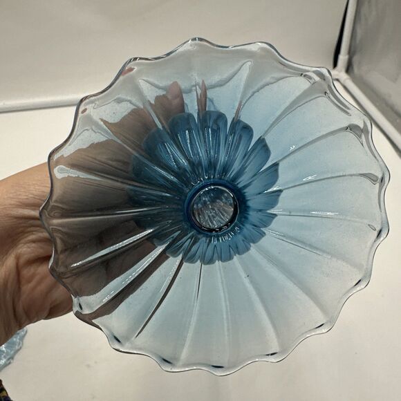 KIM SEYBERT IRIS CANDLESTICKS -  CADET  - set of 2 Blue 11.25” Tall - Picture 7 of 7